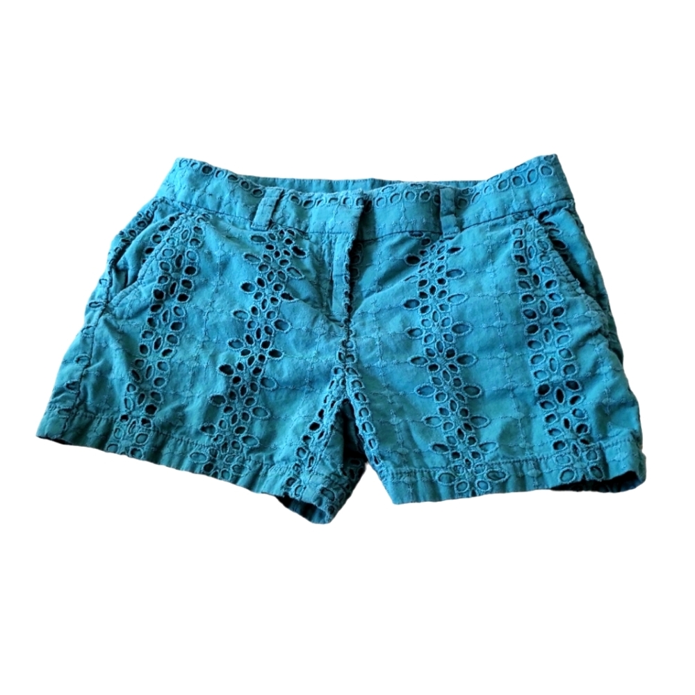 GUC LOFT women's 100% cotton lace deco shorts, 00, green